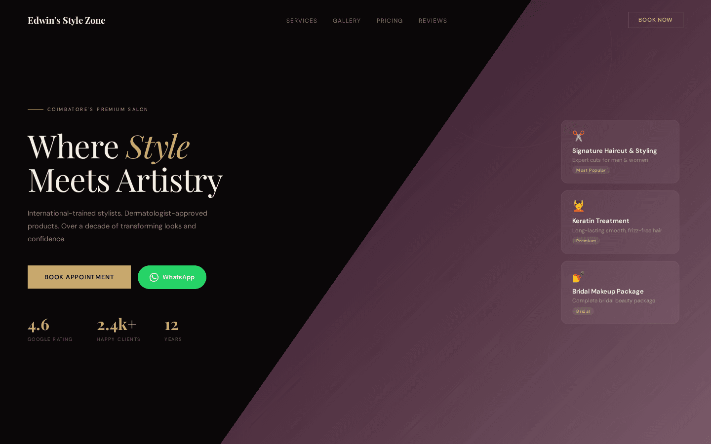 Edwin's Style Zone — live website by HG Studio