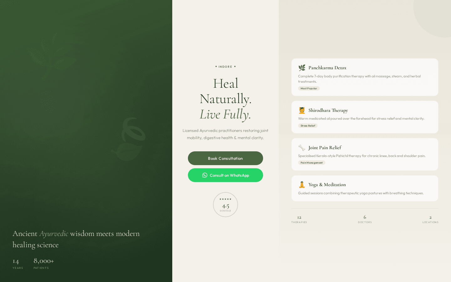 Aayush Ayurveda — live website by HG Studio